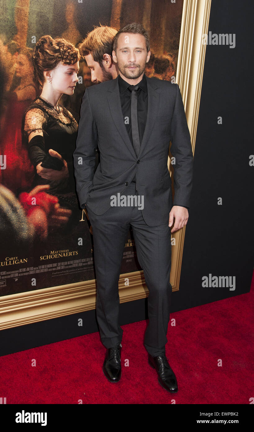 Premiere von "Weit weg von der Hektik des" am Theater Paris - Anreise mit: Matthias Schoenaerts wo: New York, Vereinigte Staaten von Amerika bei: 27. April 2015 Stockfoto