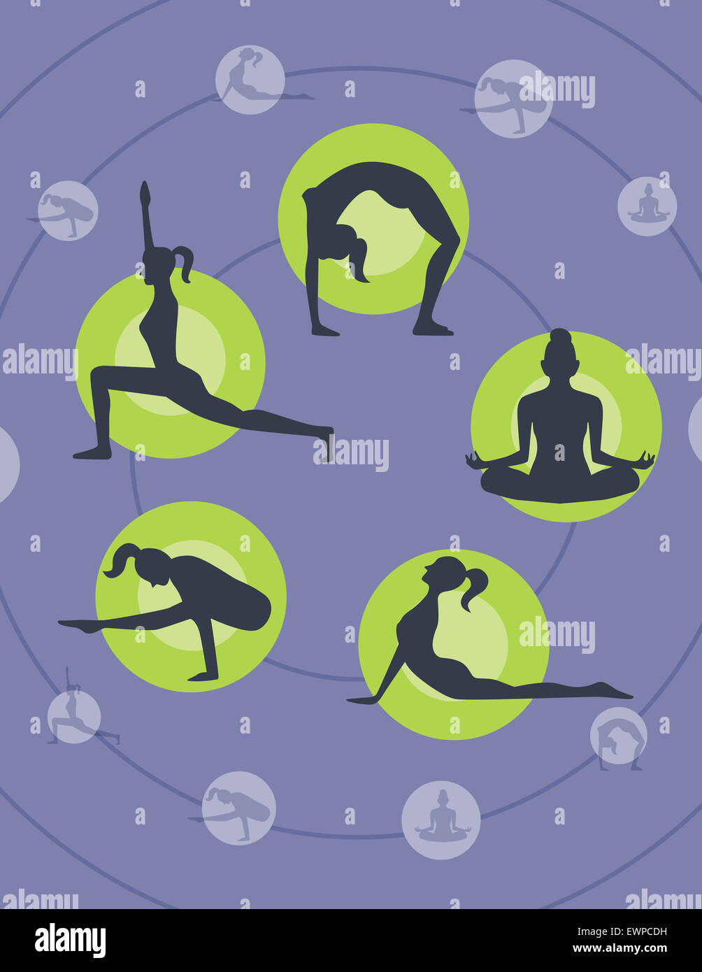 Mehrere Bild der verschiedenen Yoga-Posen Stockfoto
