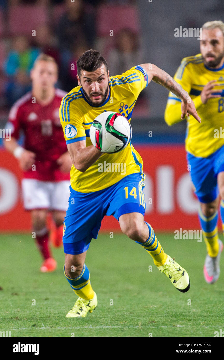 Mikael Ishak (SWE), 27. Juni 2015 - Fußball / Fußball: UEFA-U21-Europäische Meisterschaft Tschechische Republik 2015 Halbfinale match zwischen Dänemark 1-4 Schweden am Stadion Letna in Prag, Tschechien. (Foto von Maurizio Borsari/AFLO) Stockfoto