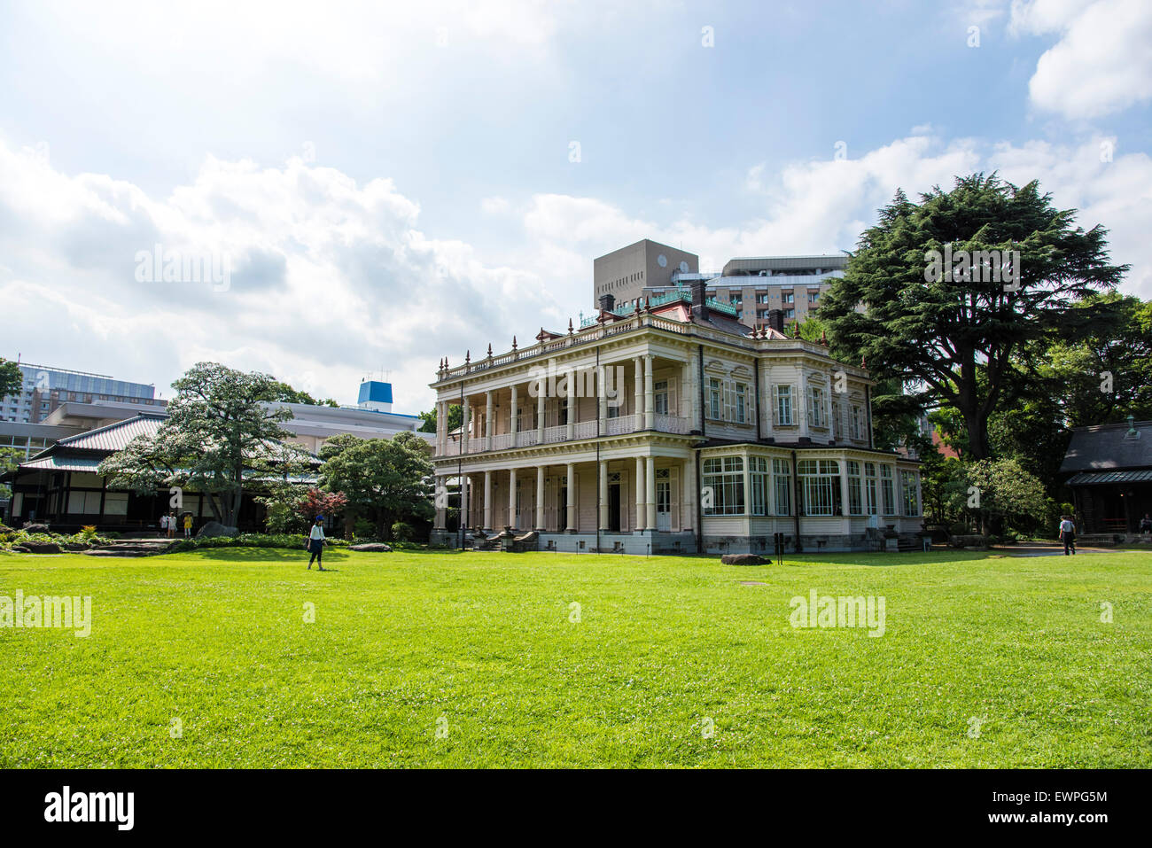 Kyu Iwasaki Tei Gärten, Taito-Ku, Tokyo, Japan Stockfoto