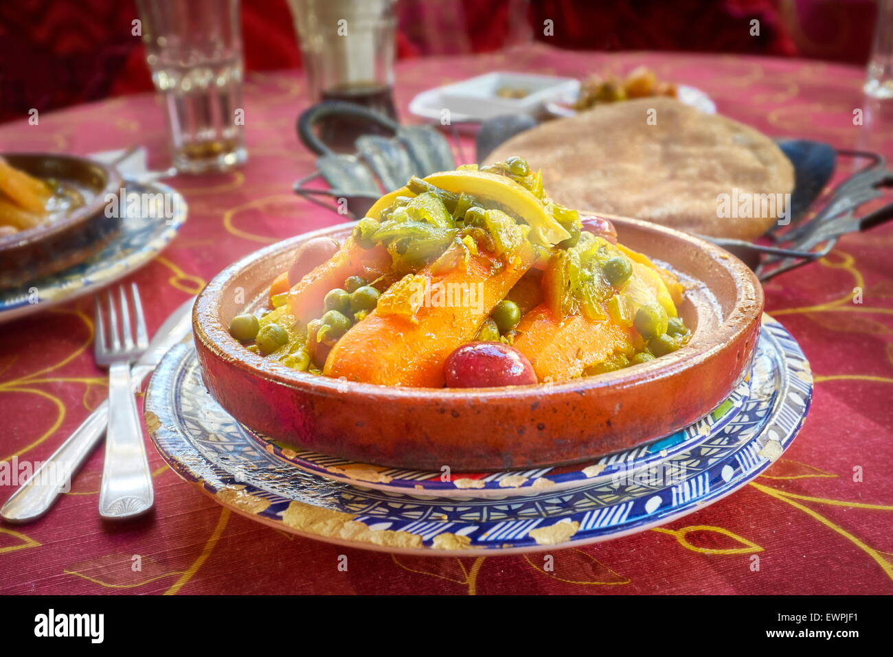 Traditionelle marokkanische Küche - Tajine. Marokko Stockfoto