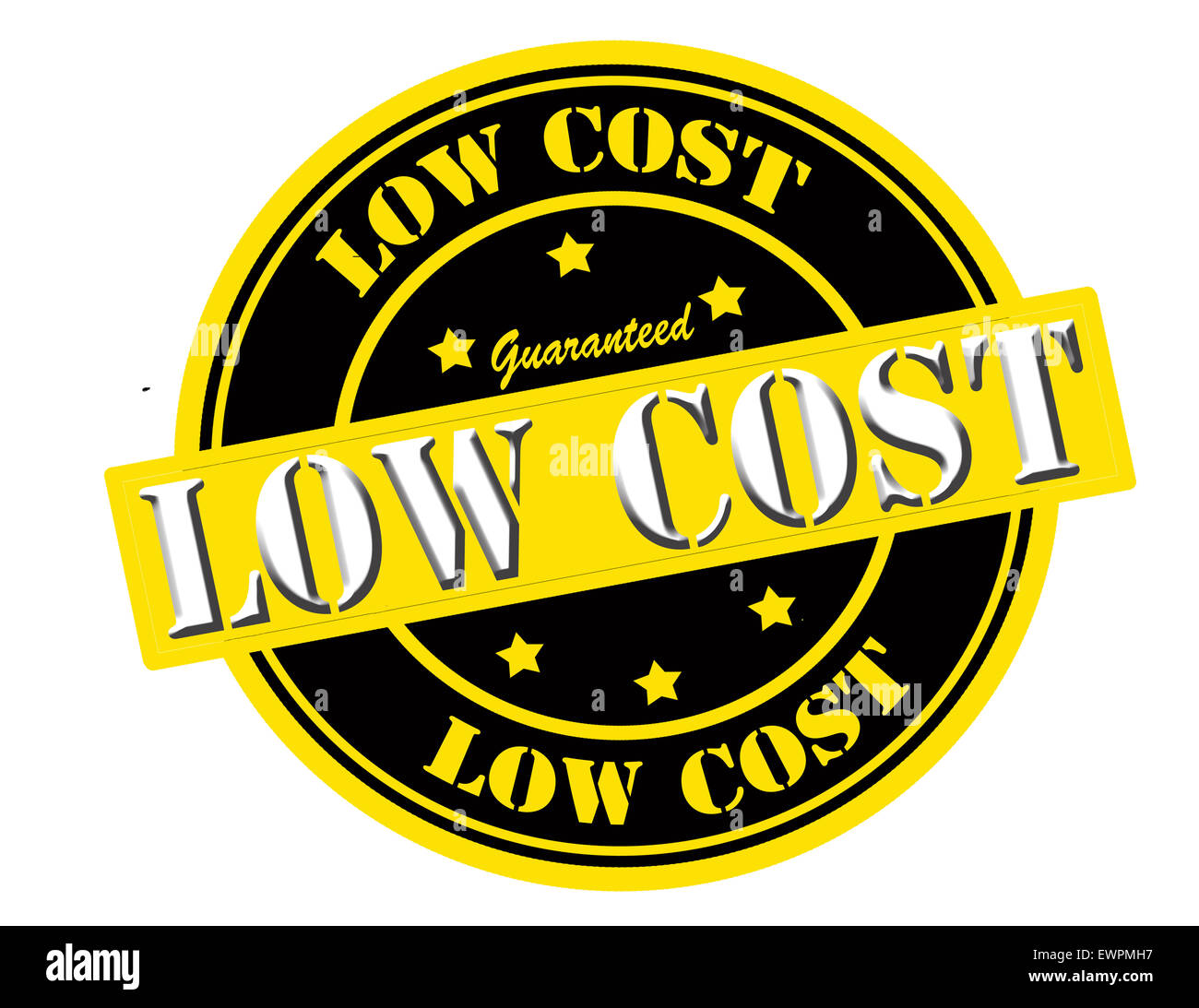 Stempel mit Text-low-Cost innen, Abbildung Stockfoto