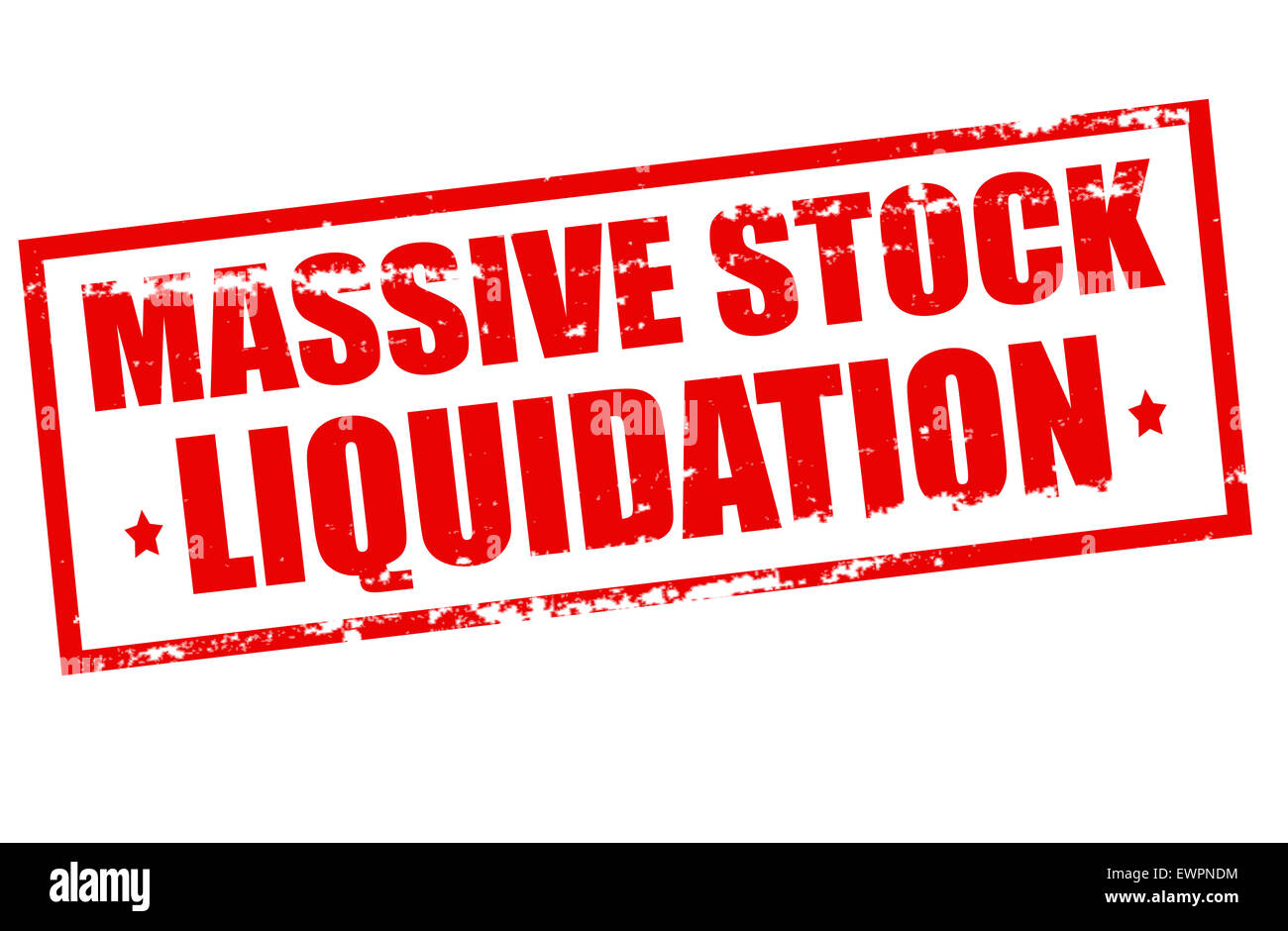 Stempel mit Text assive Lager Liquidation in Abbildung Stockfoto