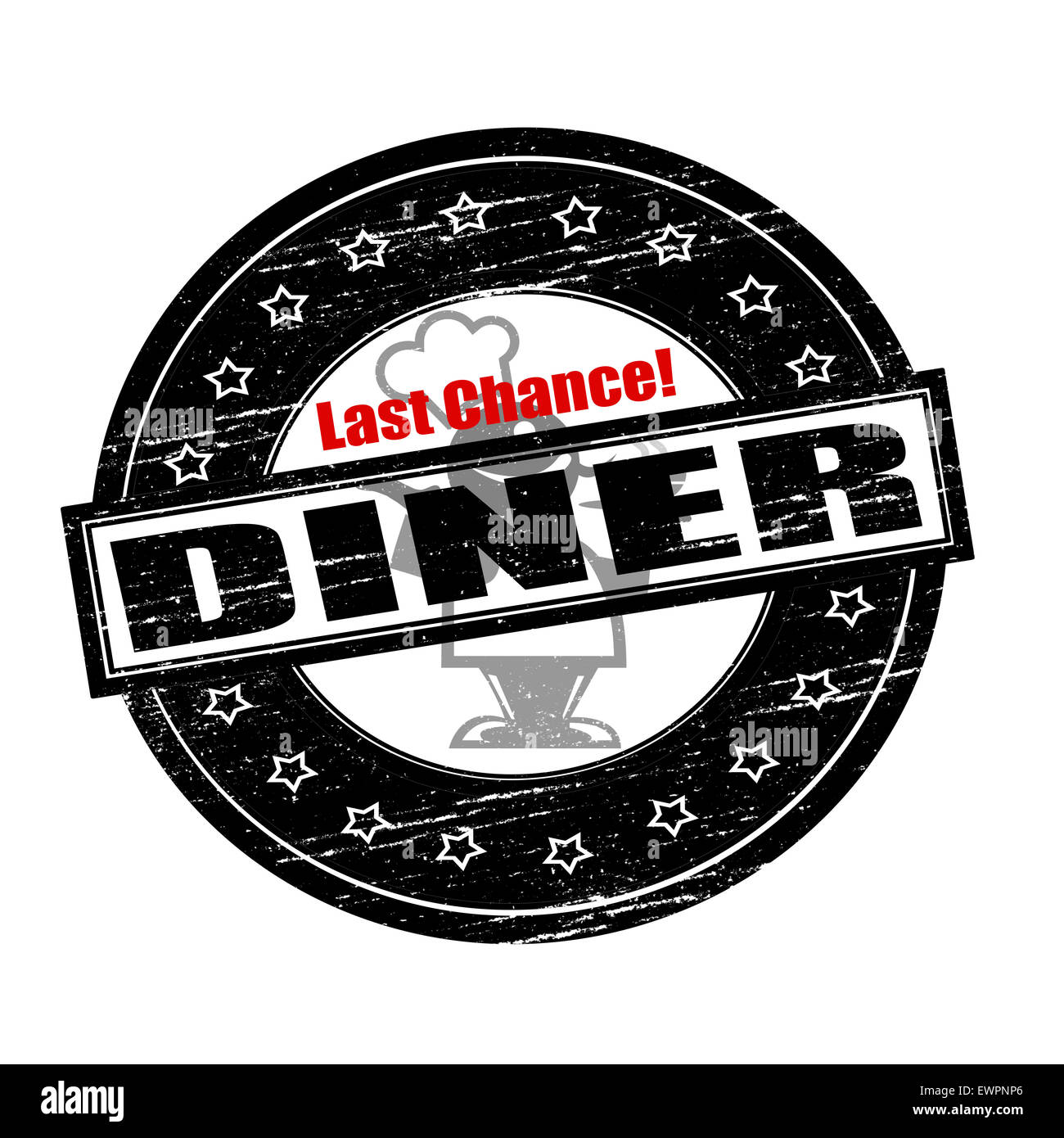Stempel mit Text chance letzten Diner in Abbildung Stockfoto