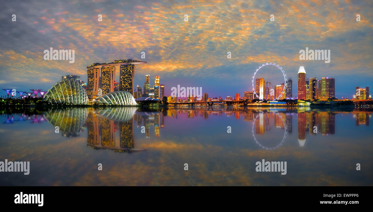 Singapur Skyline Panorama Stockfoto