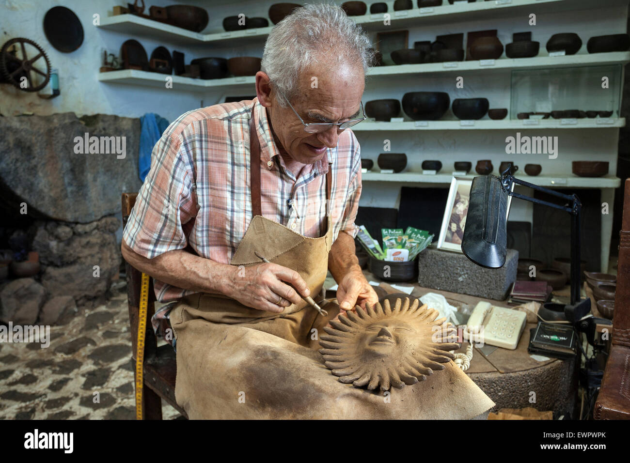 El Molino Töpferei in Mazo, Kopien machen Alter Guanchen Keramik, La Palma, Kanarische Inseln, Spanien Stockfoto
