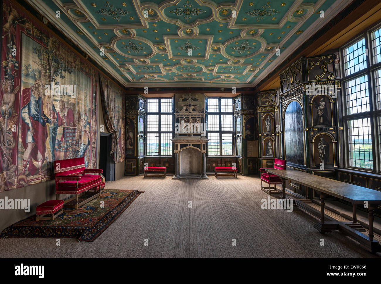 Die Star Chamber, eine beeindruckende Raum in die "kleine Burg" Bolsover Castle in Derbyshire, England. Stockfoto