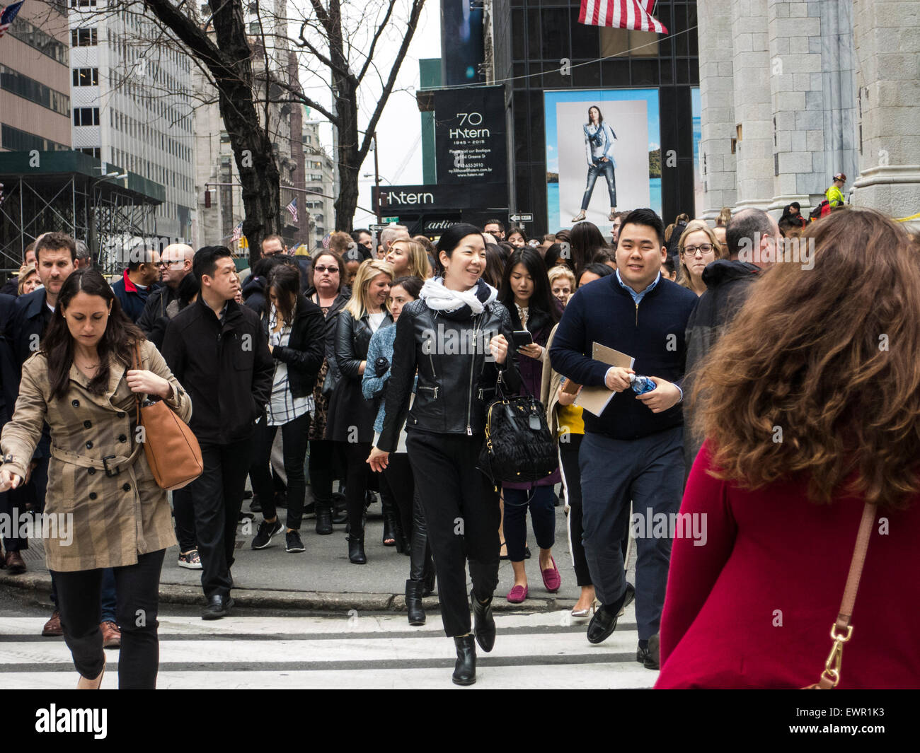 Krähte Pflaster auf New Yorks Fifth Avenue Stockfoto