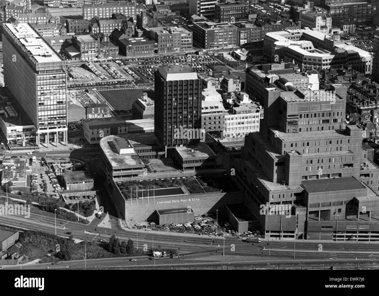 Luftaufnahmen von Liverpool, Merseyside, 6. Oktober 1987. Stockfoto