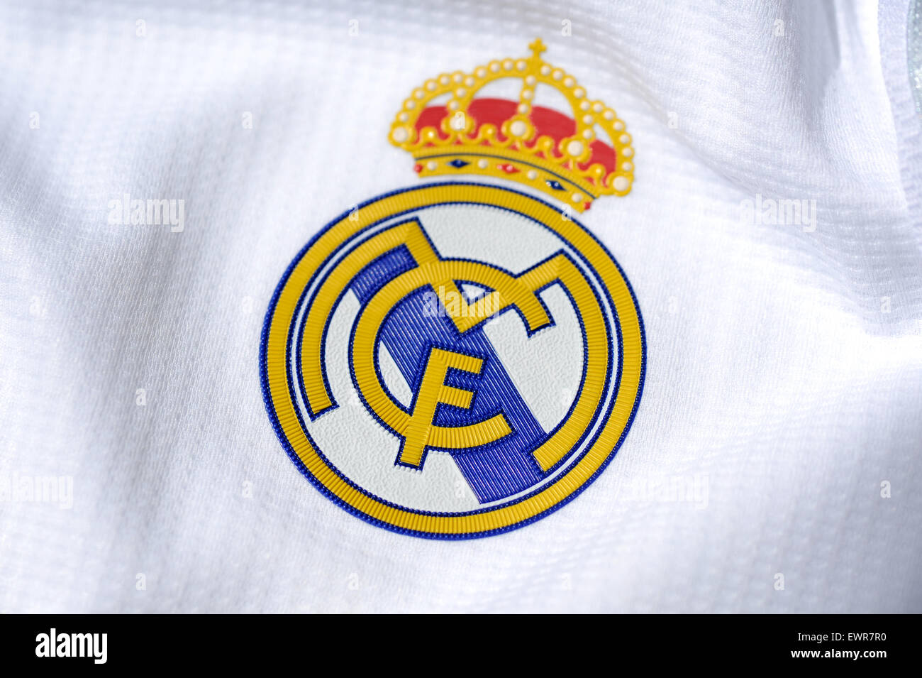 Close up Portrait of A Real Madrid C.F. shirt Stockfoto