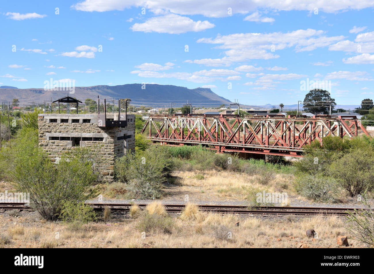 Blockhaus in Beaufort West in der Northern Cape Provinz von Südafrika. Verwendet durch die britischen Truppen um zu verteidigen, die Eisenbahn brid Stockfoto