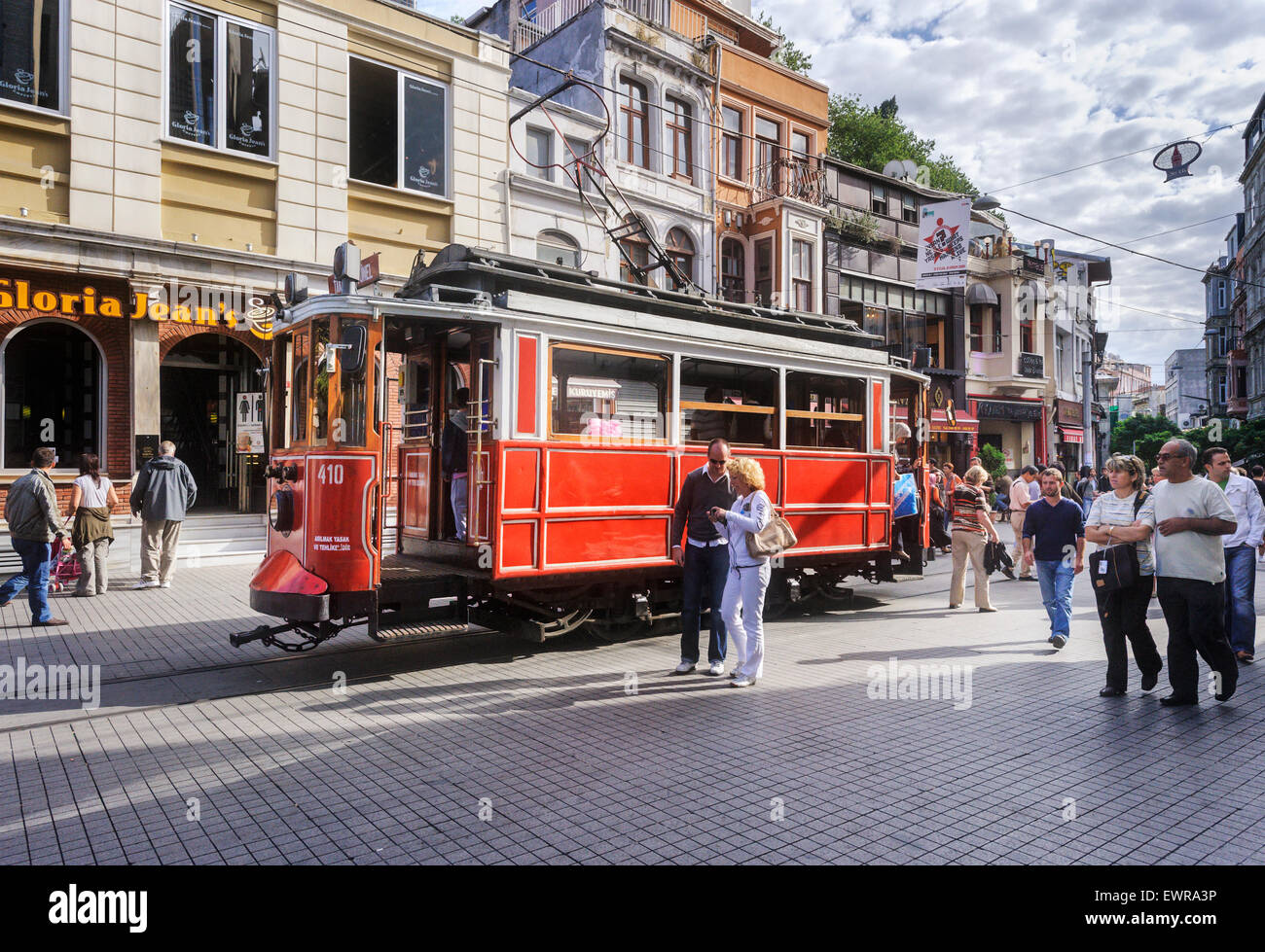 Nostalgische Vintage Straßenbahn Istanbul Stockfoto