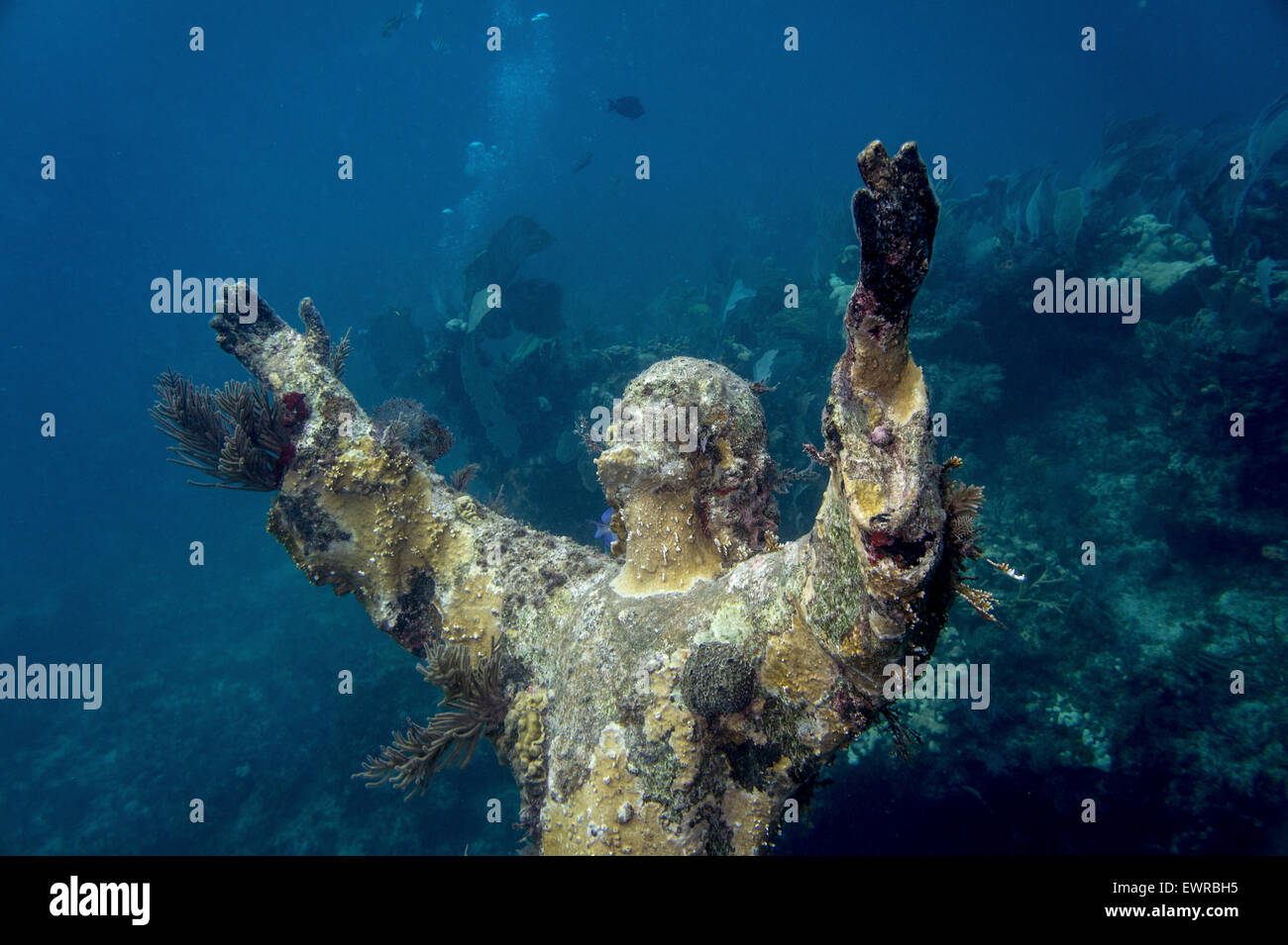 Unterwasserstatue Christi des Abgrunds, Key Largo, Florida Stockfoto