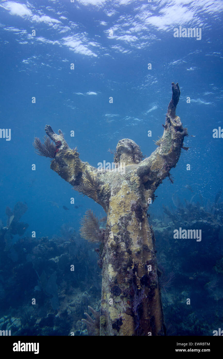 Unterwasserstatue Christi des Abgrunds, Key Largo, Florida Stockfoto