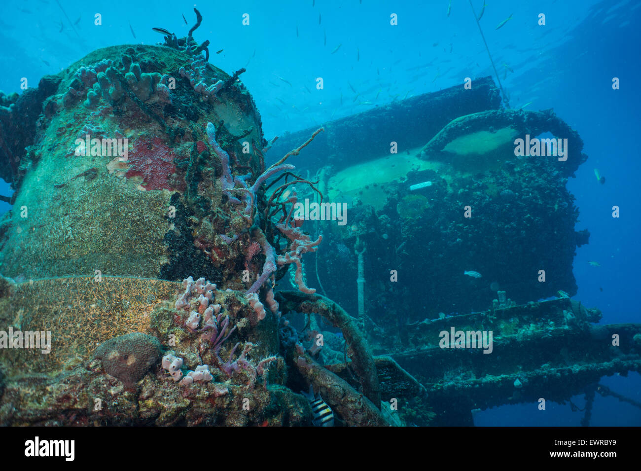 Aufwärts Winkel betrachten die Aquarius-Habitat im Conch Reef. Stockfoto