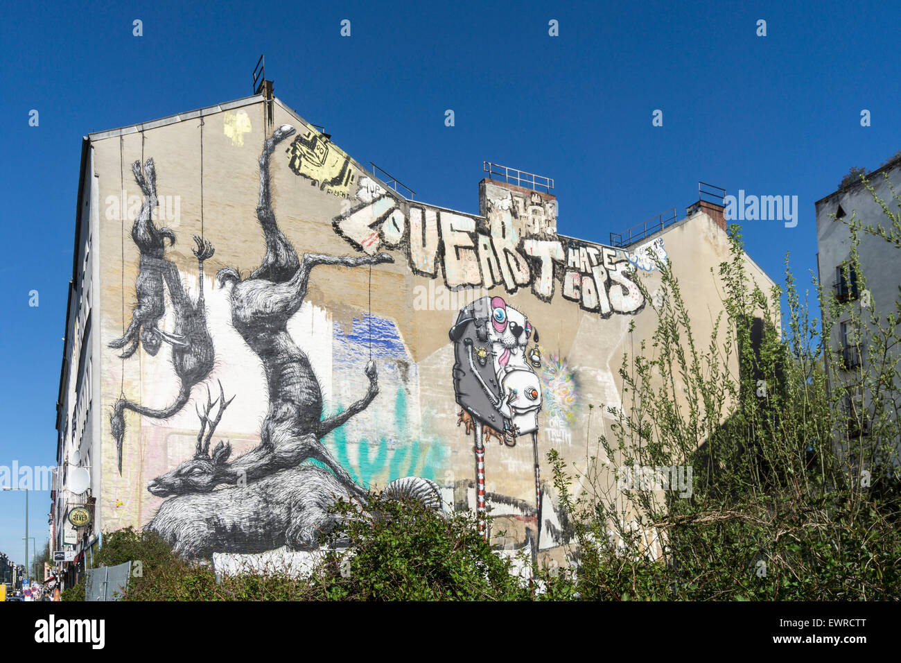 Wandmalerei, Vesteigerung Straße, Kreuzberg, Berlin Stockfoto