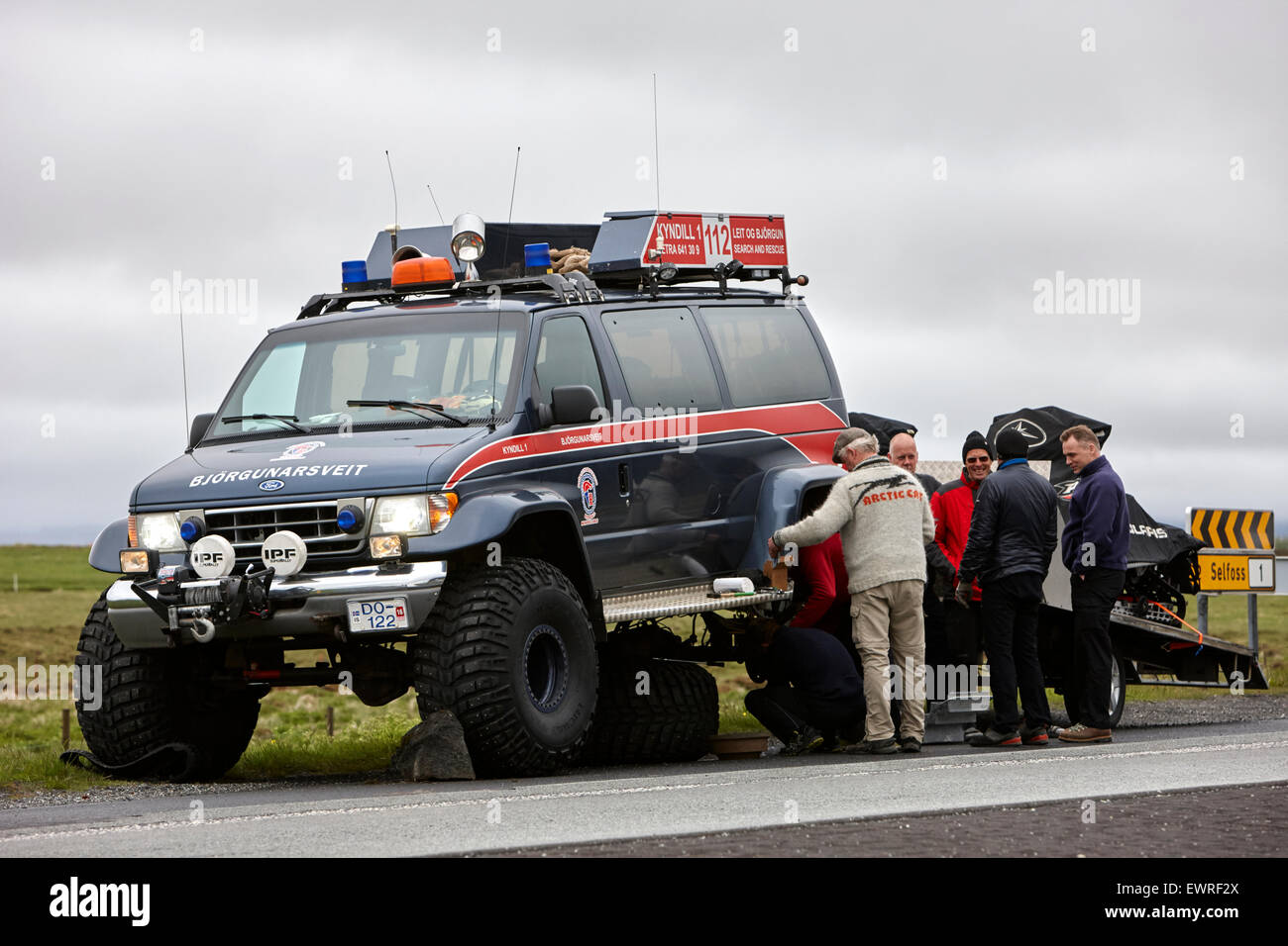 Björgunarsveitin Suche und Rettung LKW in Island aufgeschlüsselt Stockfoto