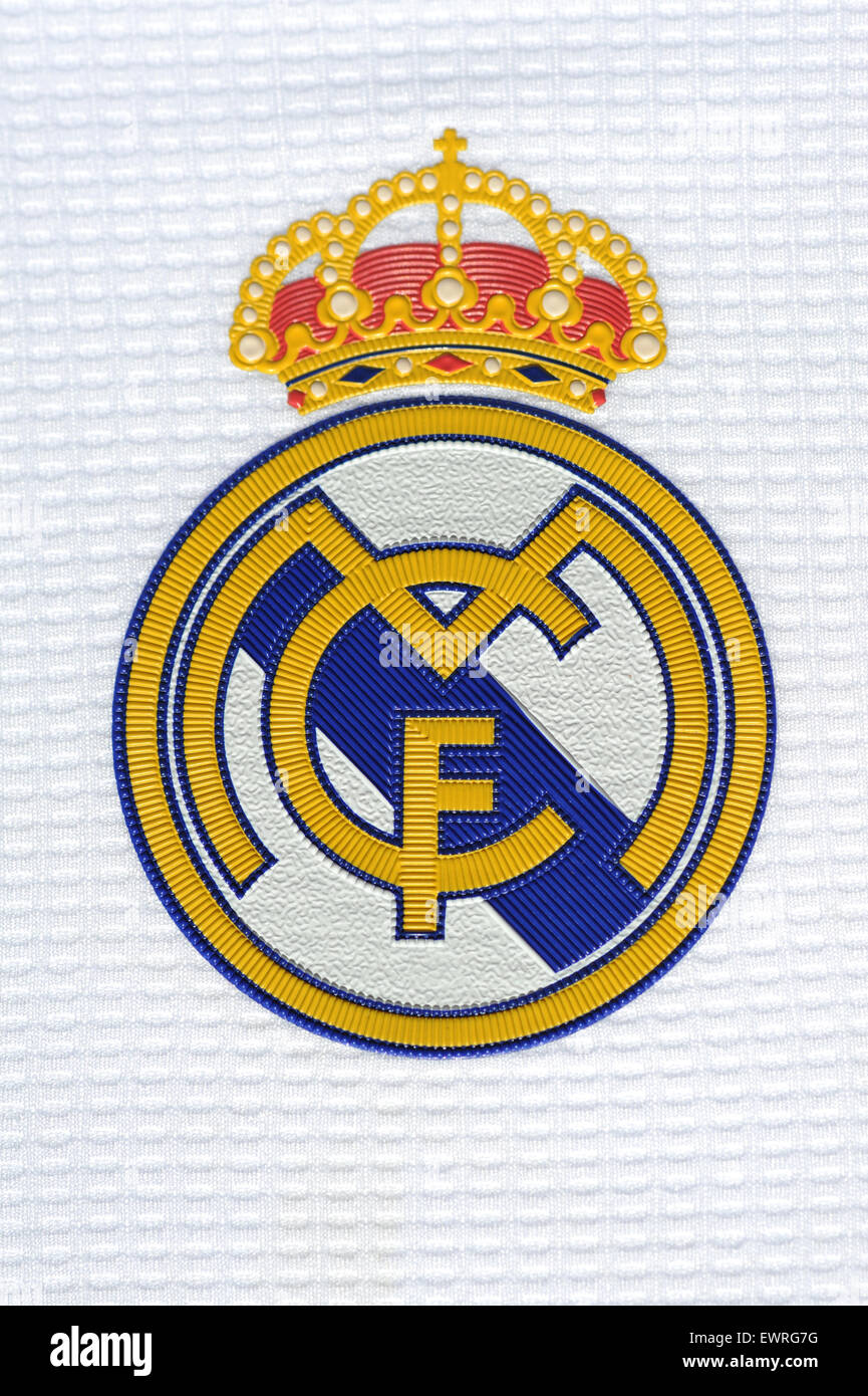 Close up Portrait of A Real Madrid C.F. shirt Stockfoto