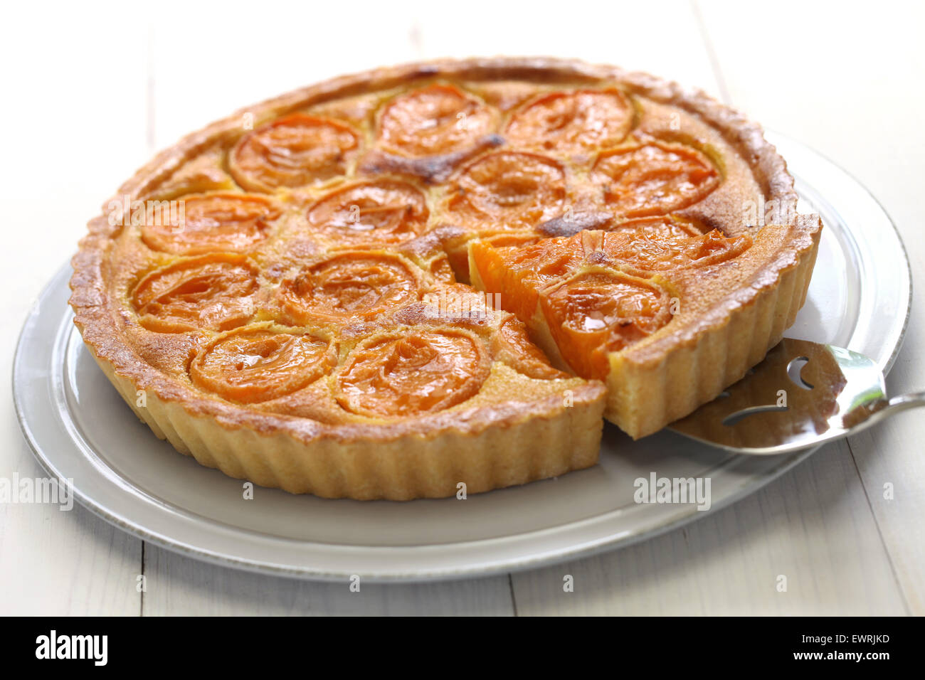 Aprikose Torte, Tarte Aux schmecken Stockfoto