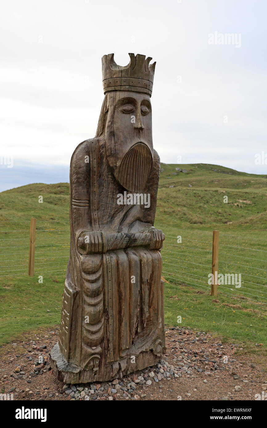 Lewis Schach Mann Statue Uig Strand äußeren Hebriden Stockfoto