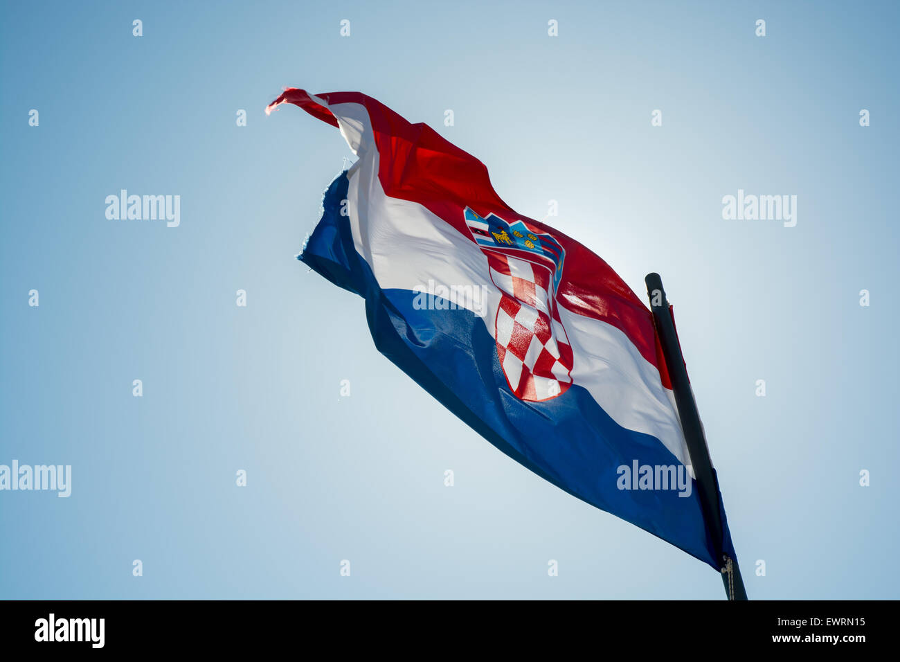 kroatische Flagge, Dubrovnik, Kroatien Stockfoto