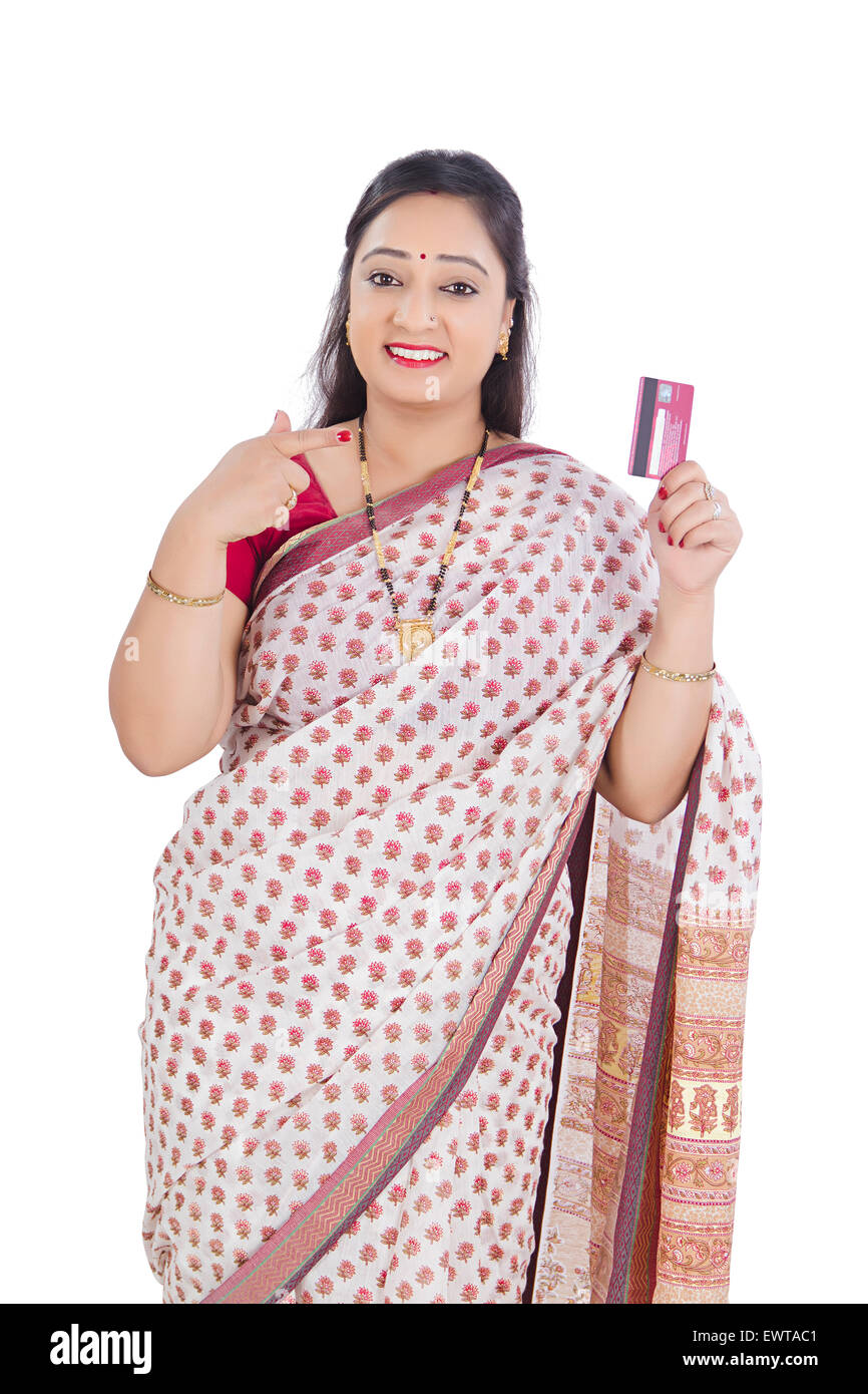 1 indische Frau Kreditkarte einkaufen Stockfoto
