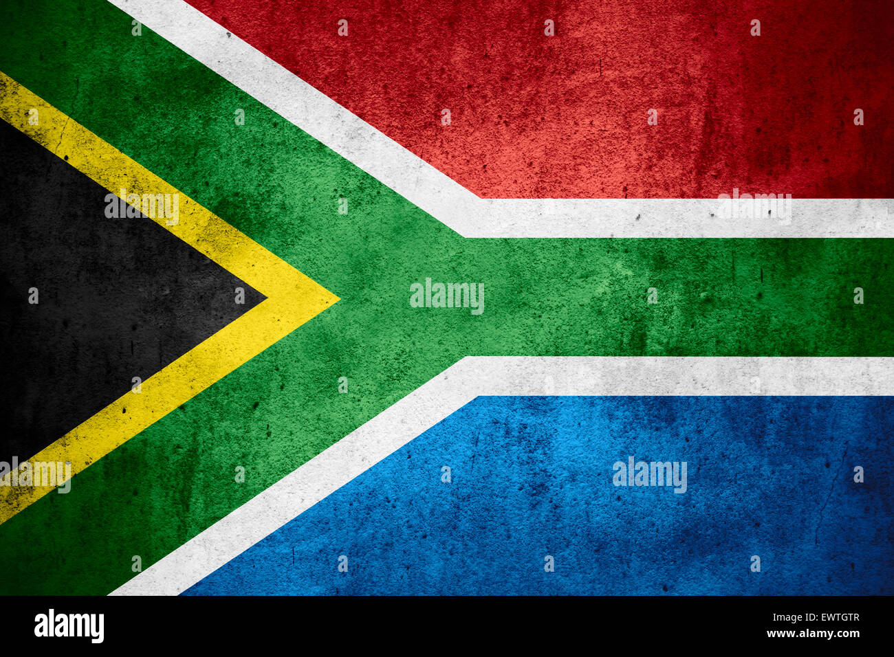 Republik Südafrika Flagge oder Banner auf grobe Muster Textur Hintergrund Stockfoto