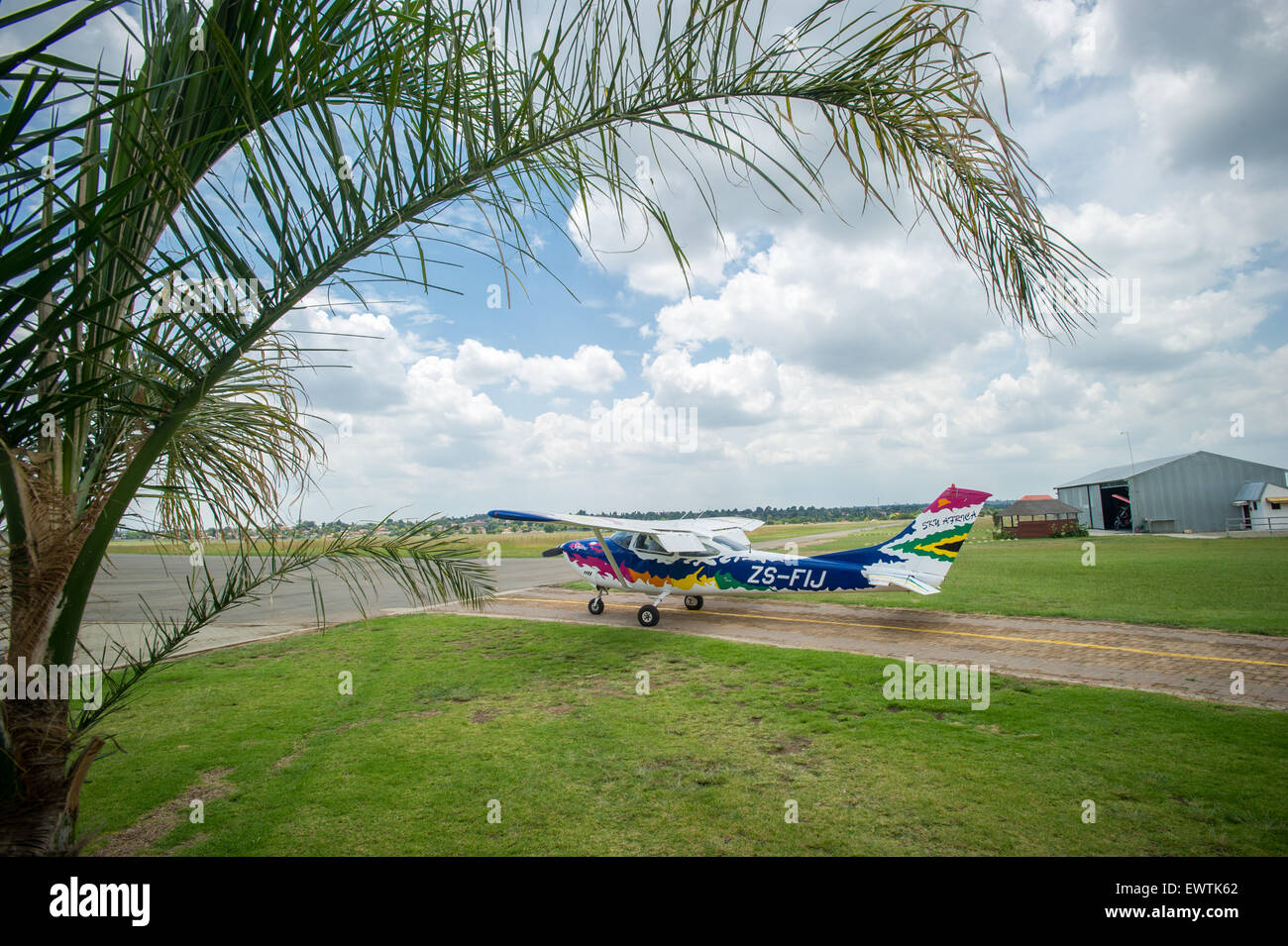 Südafrika - kleine Himmel Afrikas Flugzeug bereit für ausziehen Stockfoto