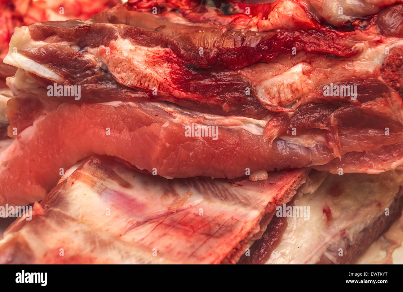 Stück frisches rohes Fleisch. Selektiven Fokus Stockfoto