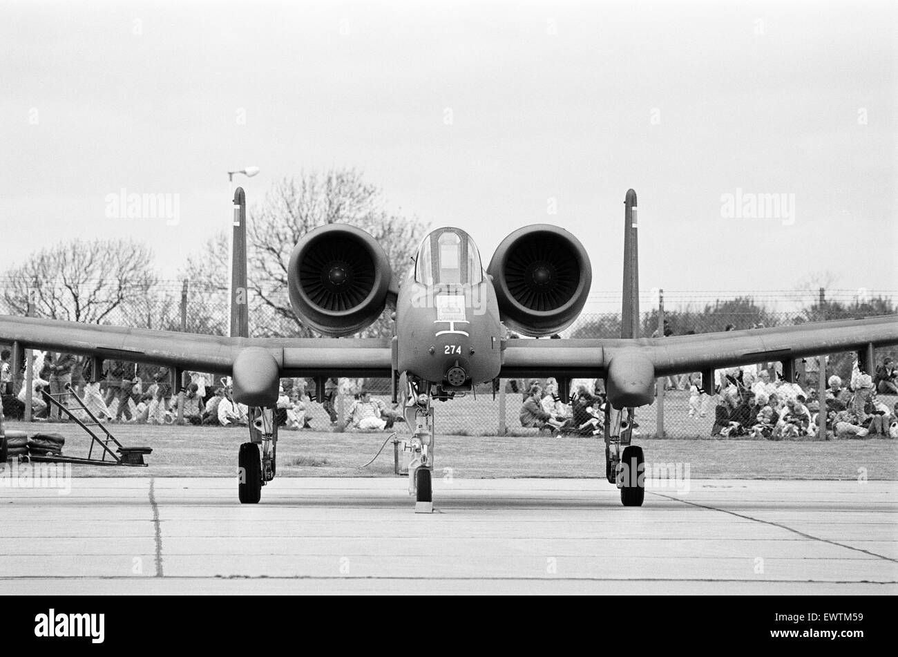 Ein Fairchilds A10 Tank Buster gesehen hier bei Tees Valley Airshow, Durham Tees Valley Airport, Darlington County Durham, Sonntag, 14. Mai 1989. Stockfoto