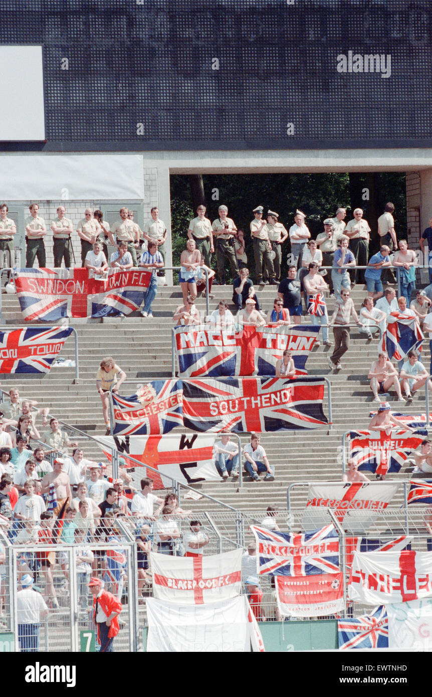 England V Sowjetunion 1-3 1988 Europäische Meisterschaften, Hannover Deutschland Gruppe Match B. England-Fans. 18. Juni 1988 Stockfoto