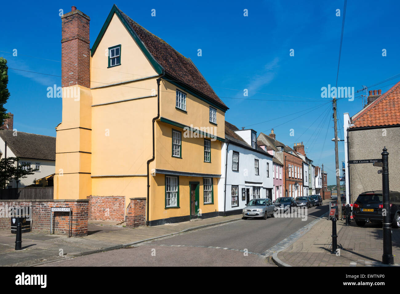 Mittelalterlichen Häusern auf des Königs Kopf Street, Harwich, Essex, England, Vereinigtes Königreich Stockfoto