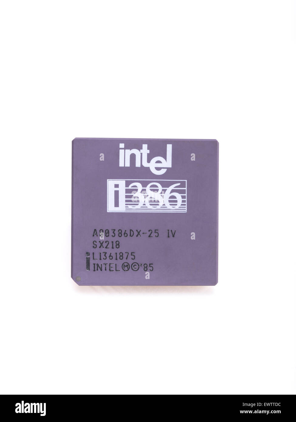 Intel 386 / i386 CPU A80386DX-25 Gold Keramik 1985 Stockfoto