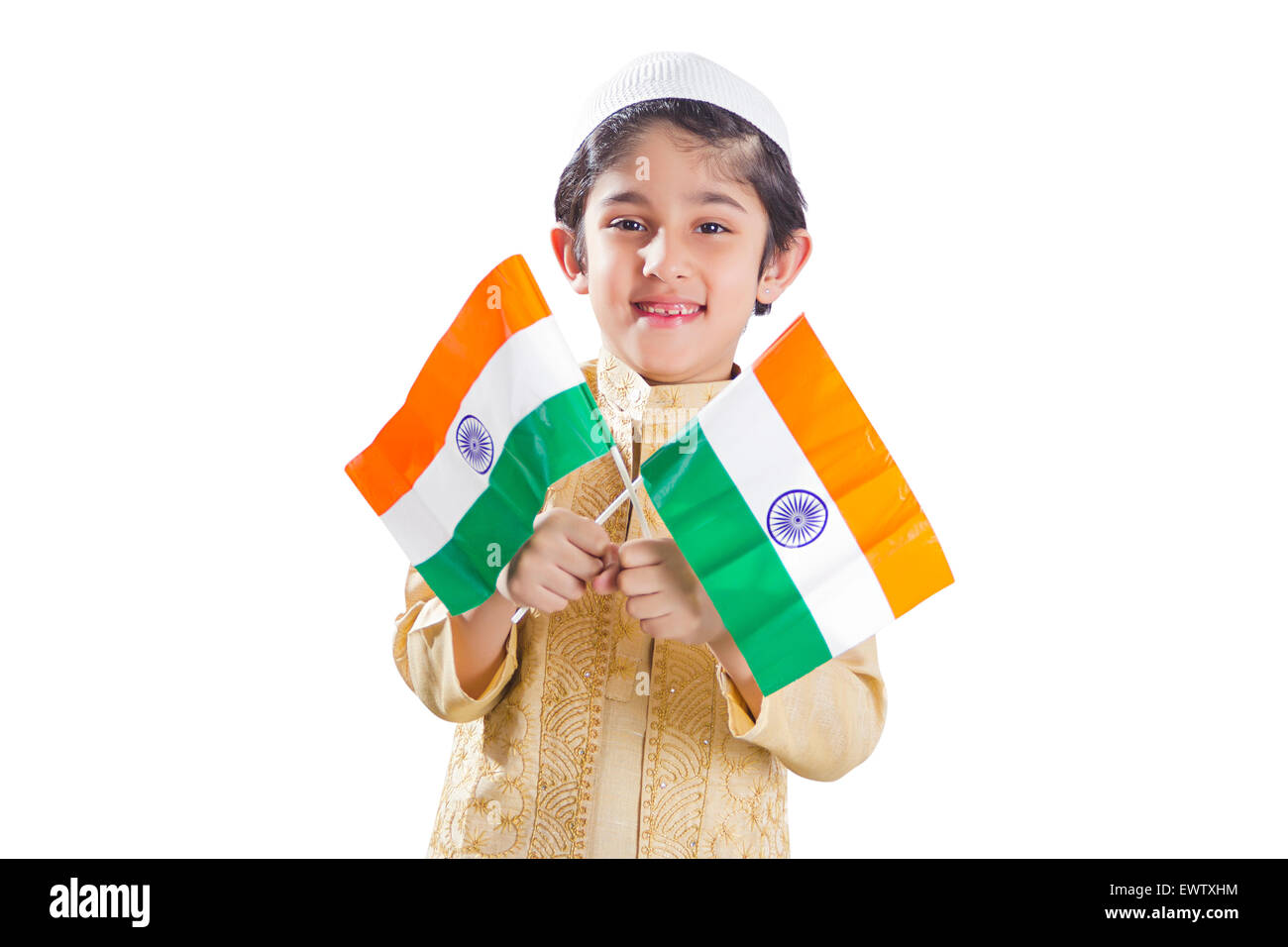 1 indische muslimische Kind junge genießen Tag der Republik Stockfoto