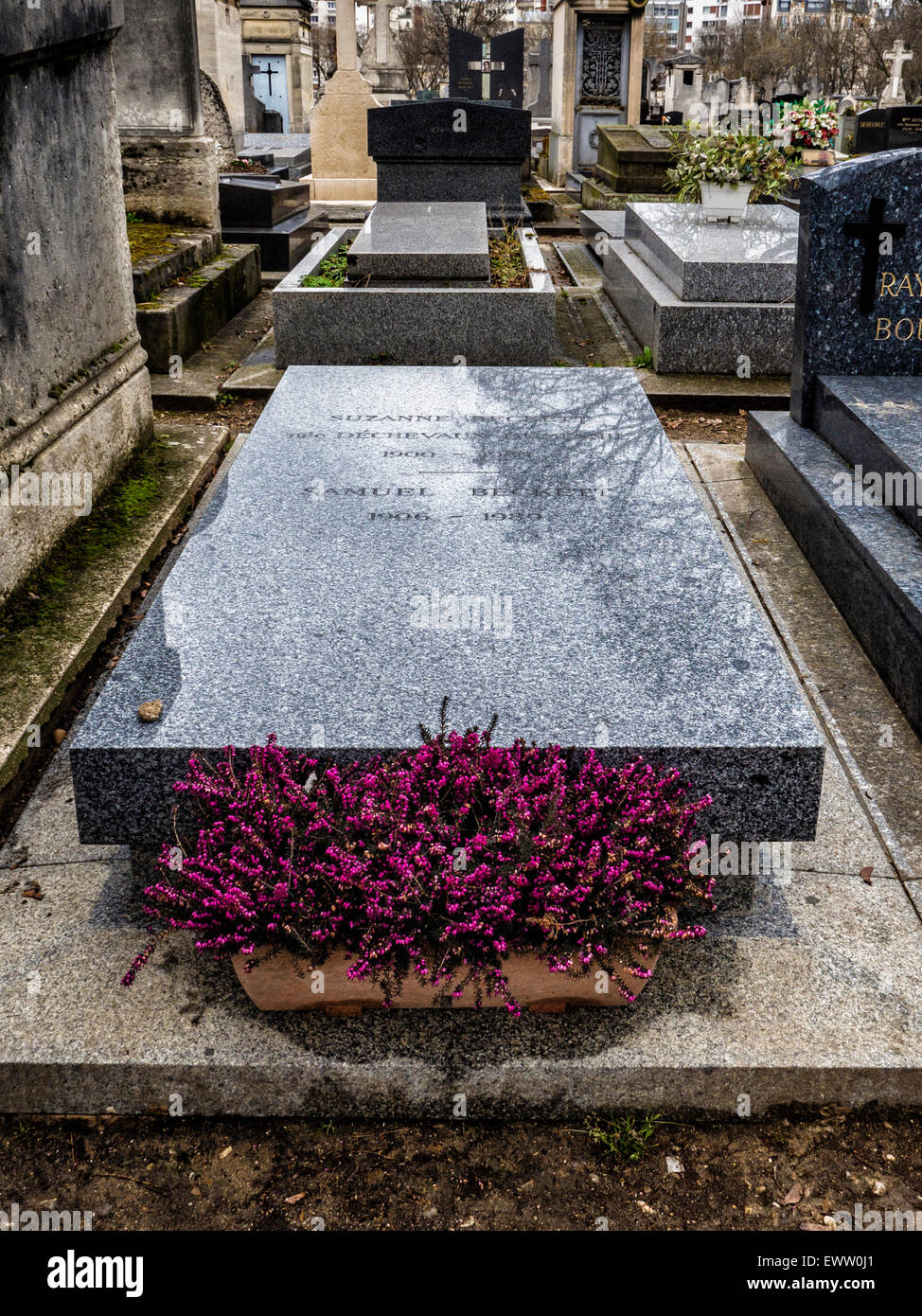 Cimetière du Montparnasse, Montparnasse Friedhof Paris, Samuel Beckett, elegante Grab des berühmten Autors & Dramatiker Stockfoto