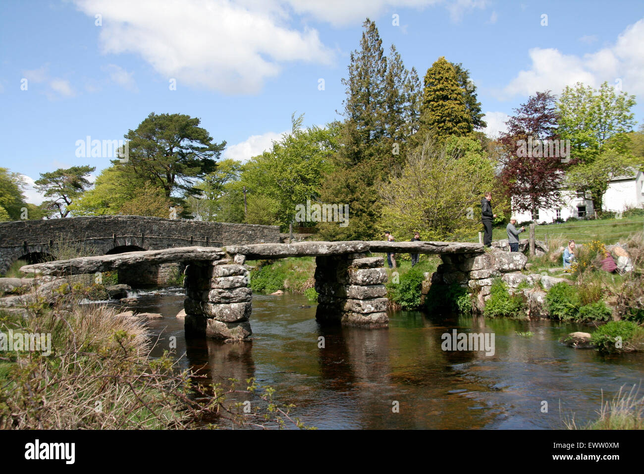 Clapper Bridge Postbridge Dartmoor Devon England UK Stockfoto