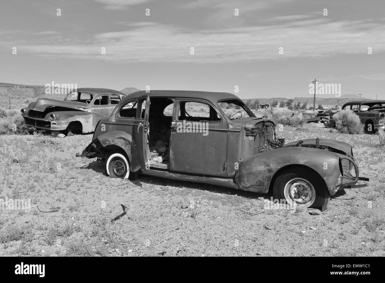 Autos in der Sonne in Goldfield, Nevada korrodieren Stockfoto