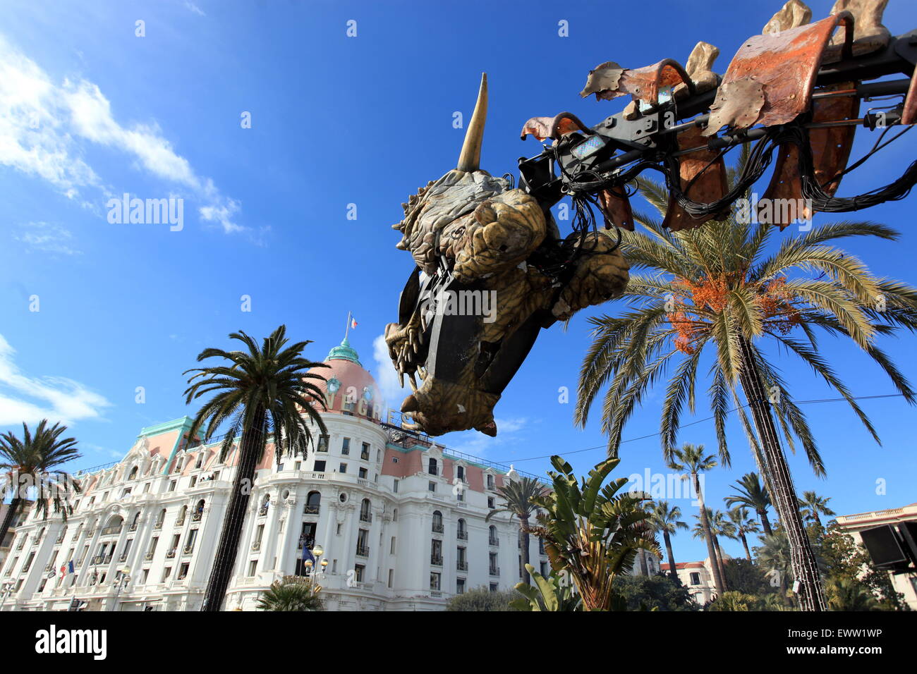 Die Blumenschlacht Bataille des Fleurs, auf der Promenade des Anglais in Nizza Stadt, Frankreich Stockfoto