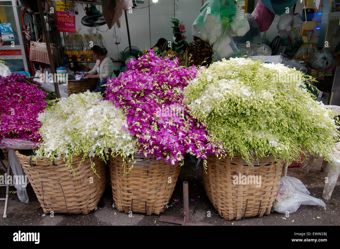 Verkauf von Blumen, Markt, Chinatown, Bangkok, Thailand Stockfoto