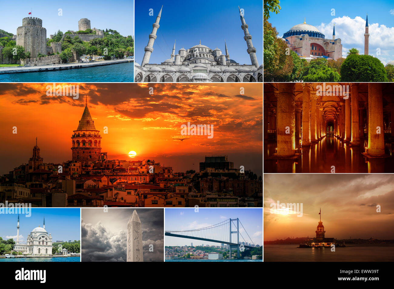 Collage Istanbul Sehenswürdigkeiten, Türkei Stockfoto