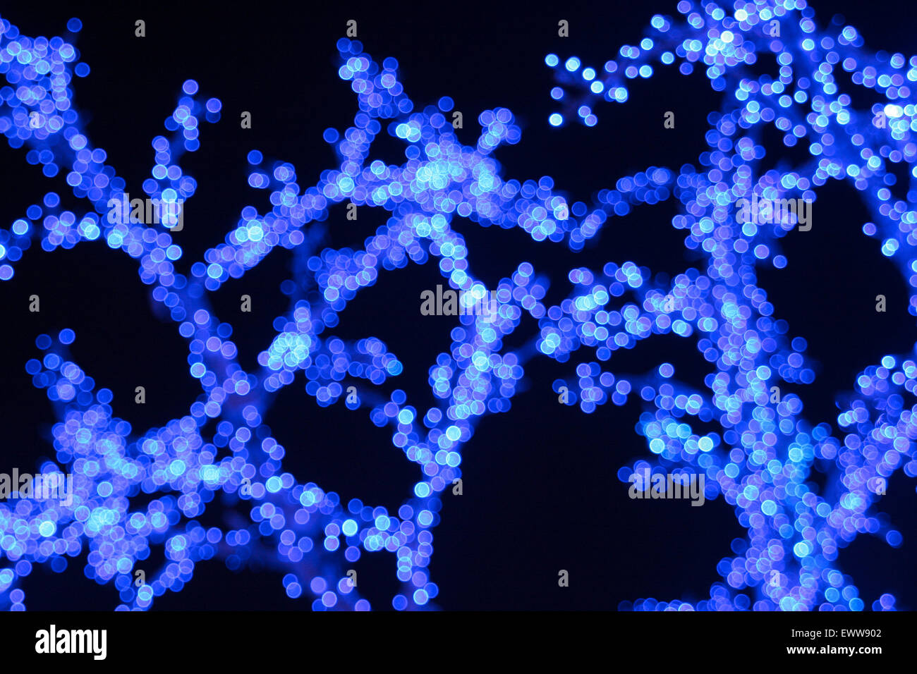 Blue Christmas Lights, abstrakt, Straßburg, Frankreich. Stockfoto