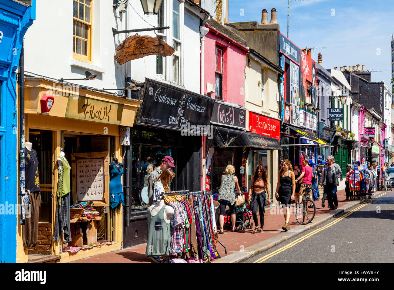 Bunte Geschäfte, North Laine, Brighton, Sussex, UK Stockfoto