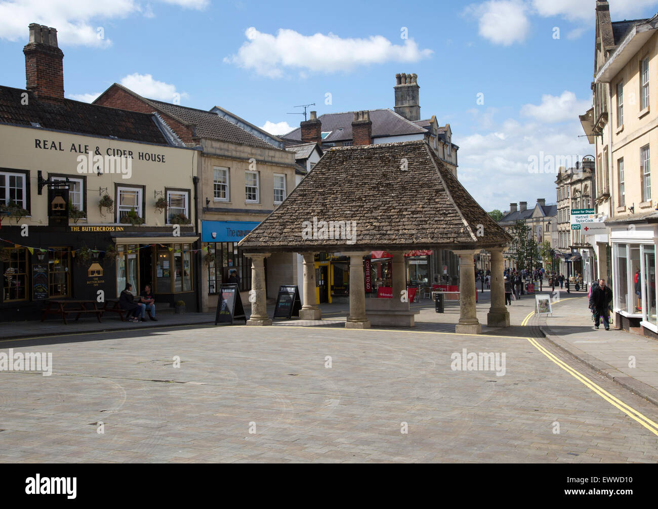 Buttercross Marktplatz im Stadtzentrum, Chippenham, Wiltshire, England, Großbritannien Stockfoto