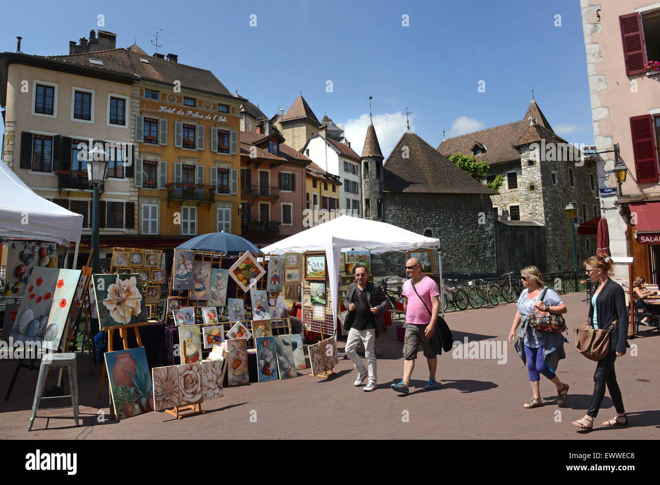 Annecy Kunstmarkt Künstler Künstler in Frankreich Französisch Stockfoto