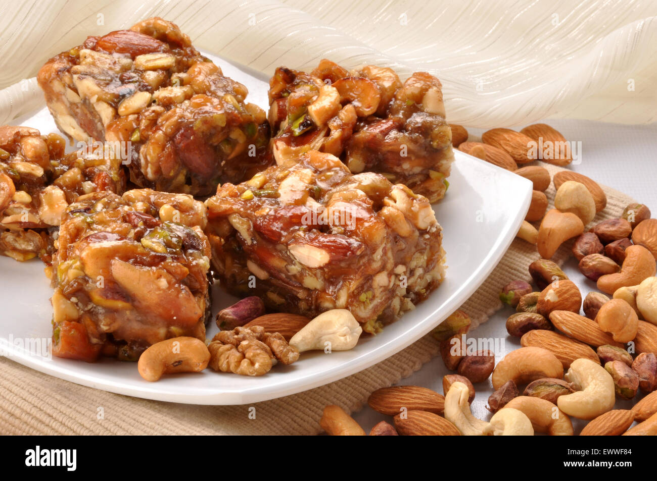 Honig trocken Obst Halva Detailansicht Stockfoto