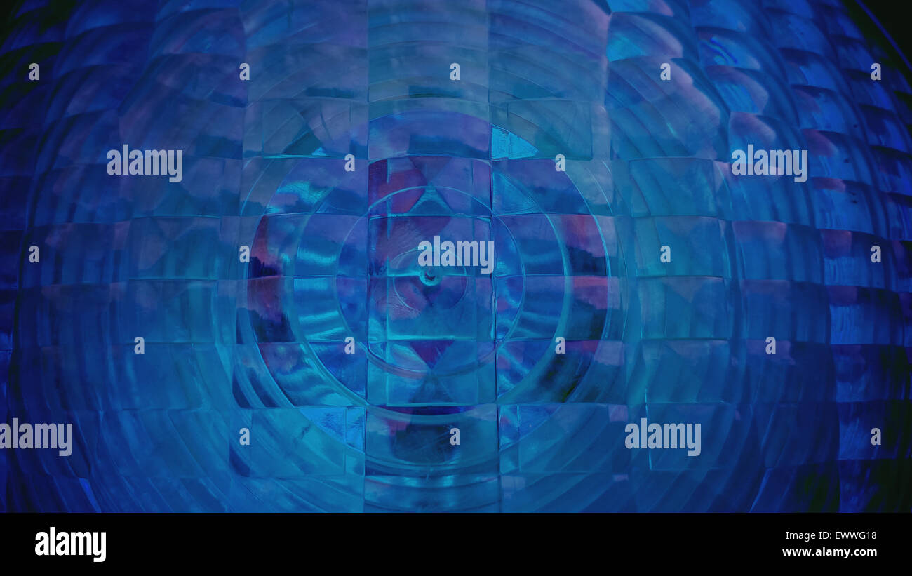 Spotlight-Ampel als Hintergrund blau, Nahaufnahme Stockfoto