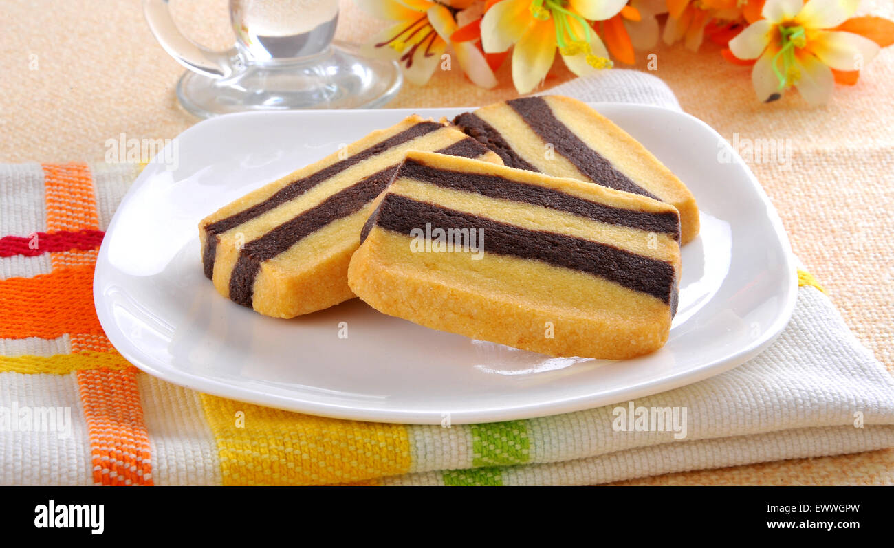 Traditionelle Shortbread mit Schokolade Streifen - 6 Stockfoto