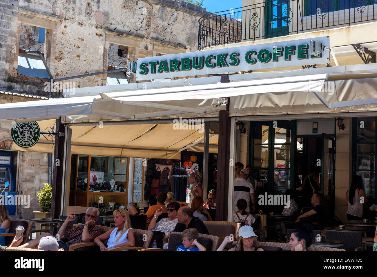 Starbucks Coffee Shop, Chania, Kreta, Griechenland, Europa Stockfoto