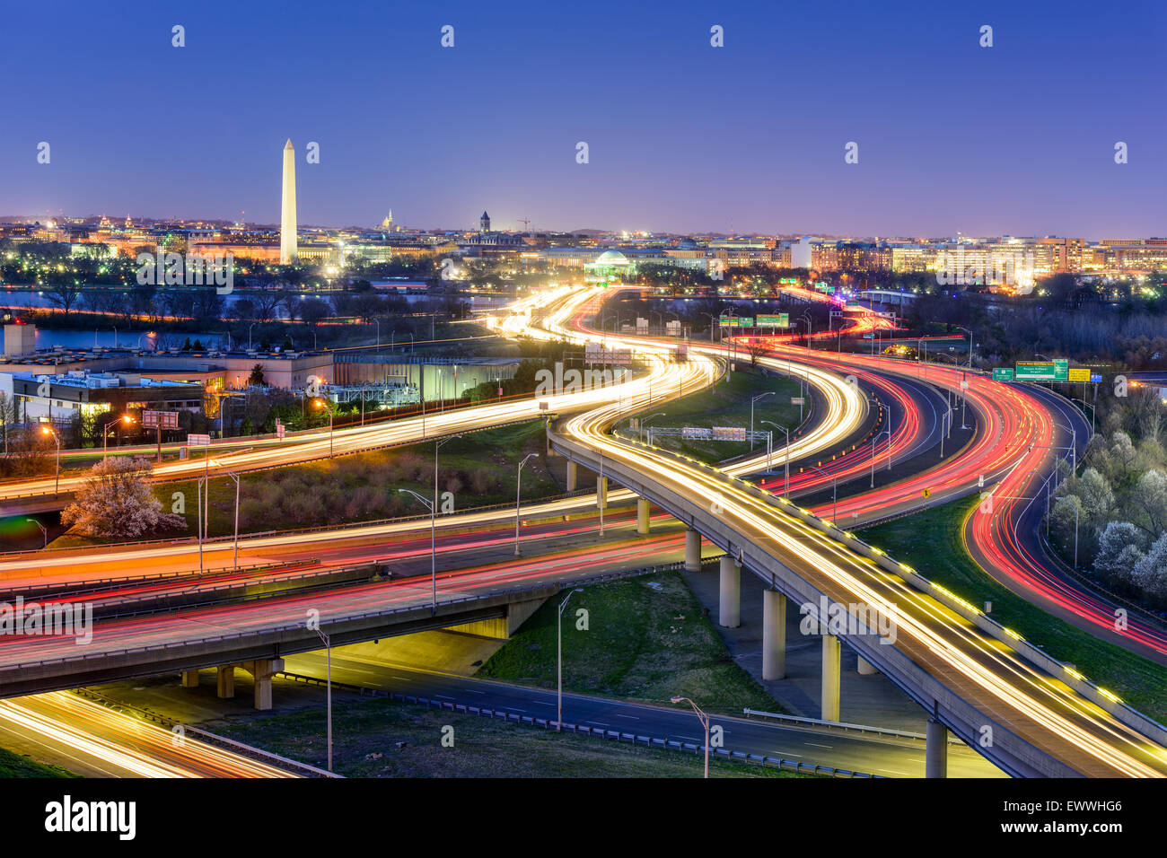 Washington, DC, USA-Skyline bei Nacht. Stockfoto