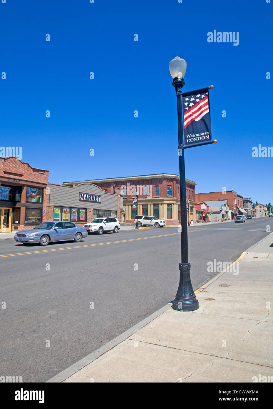 Eine Straßenansicht der Innenstadt von Condon, Oregon Stockfoto